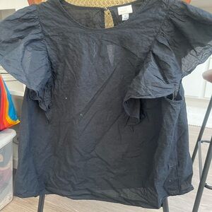 Black Ruffled Women's Top